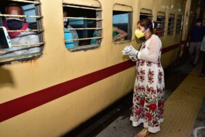 rupal ben rajdev at rajkot railway station train